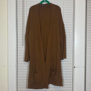 Long Oversized Tan Knit Cardigan